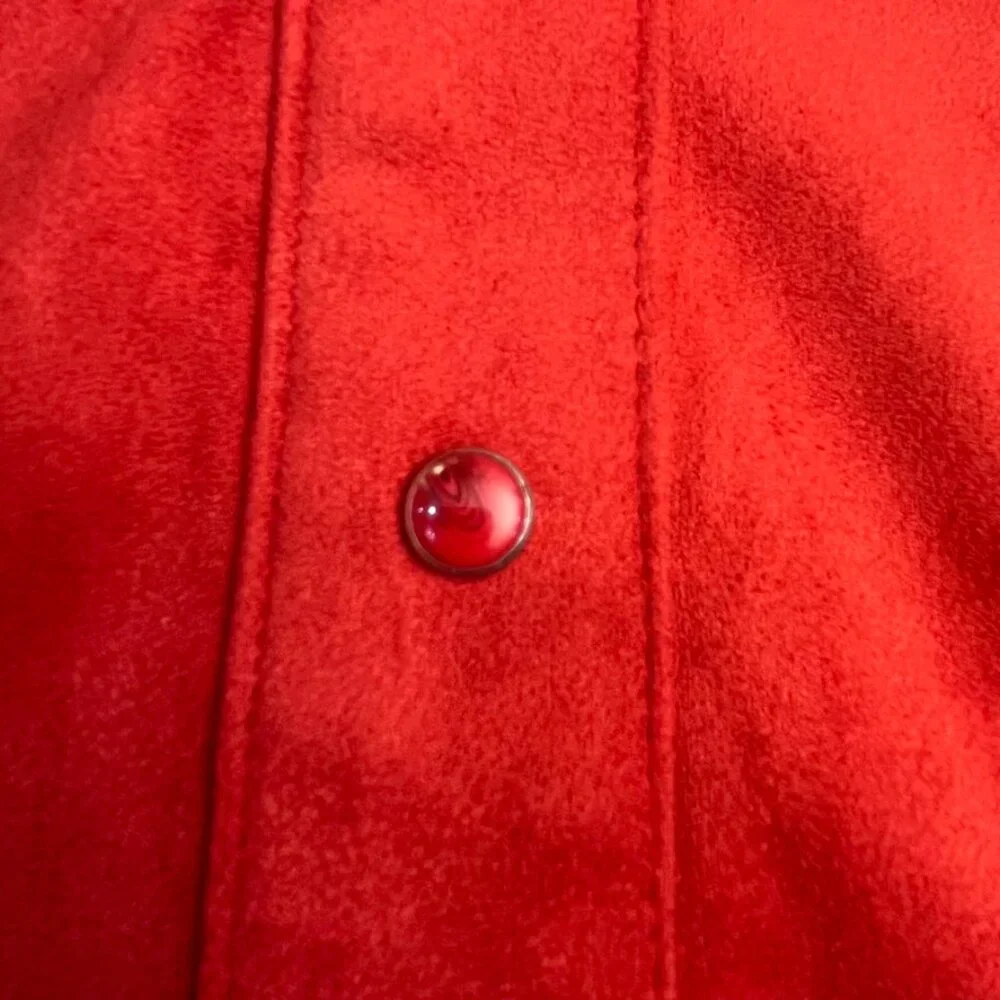 Attitudes by Renée Faux Suede Laser Cut Button Front Shirt Jacket Red Small